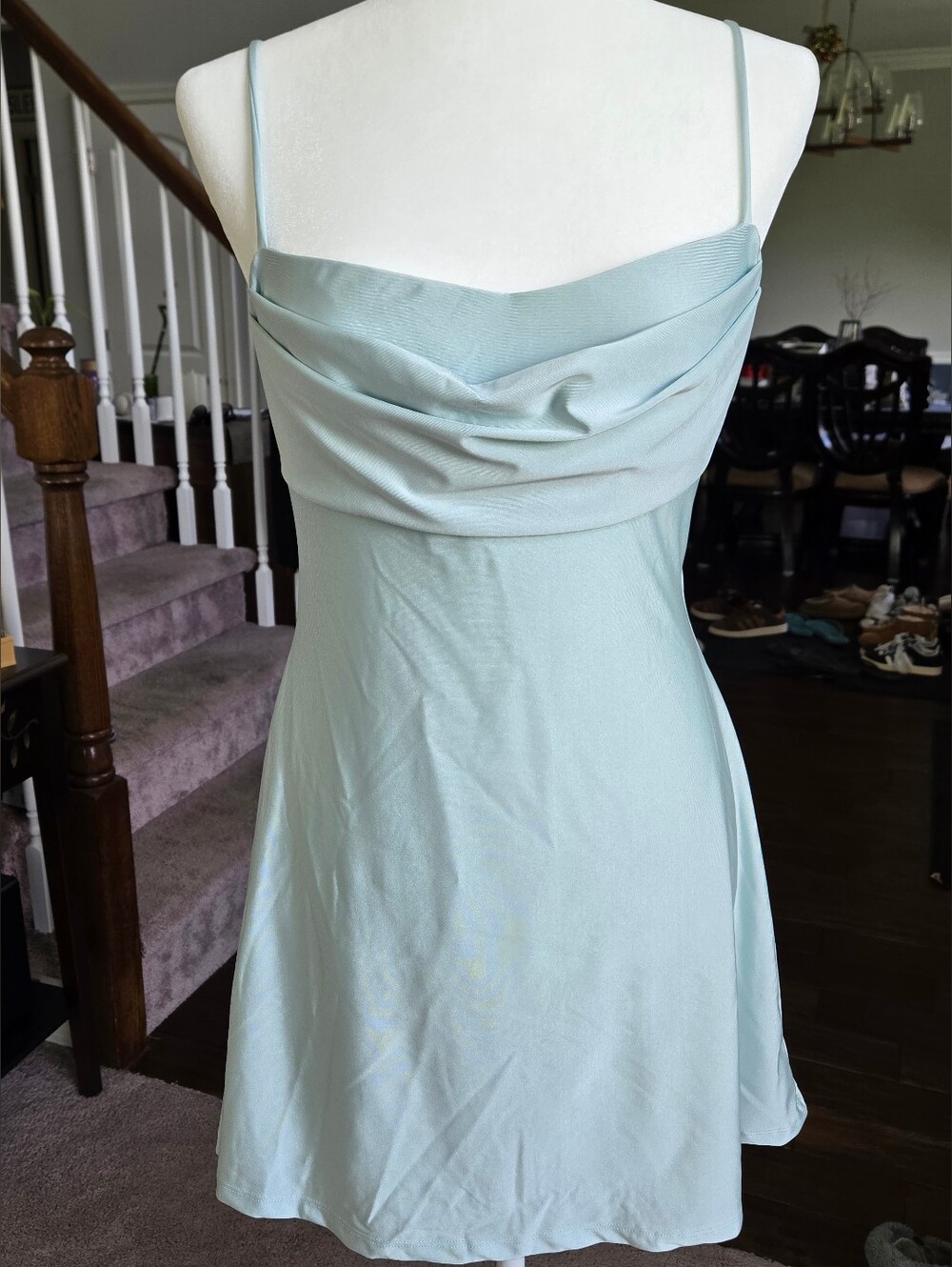 Windsor Sleek Sophistication A-line Pleated Mini Dress Mint - Large